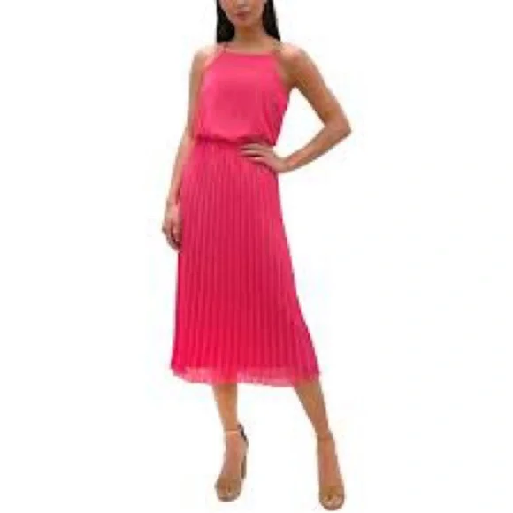 Sam Edelman Hot Pink Pleated Midi Dress - Picture 13 of 13